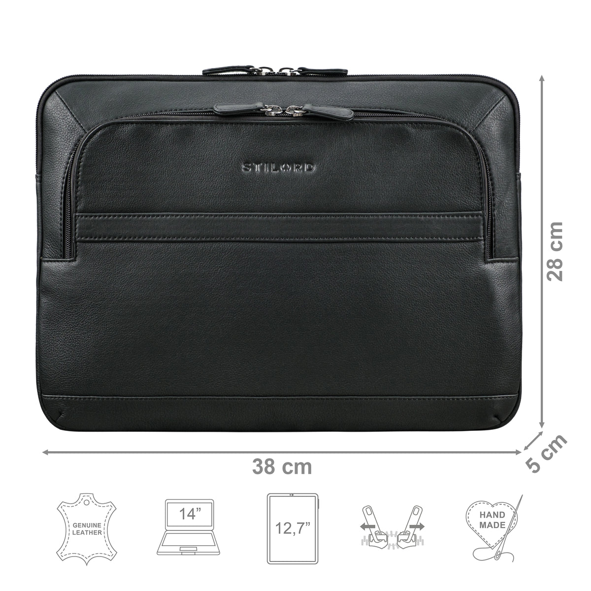 Damen Laptoptasche Leder 14 Zoll schwarz