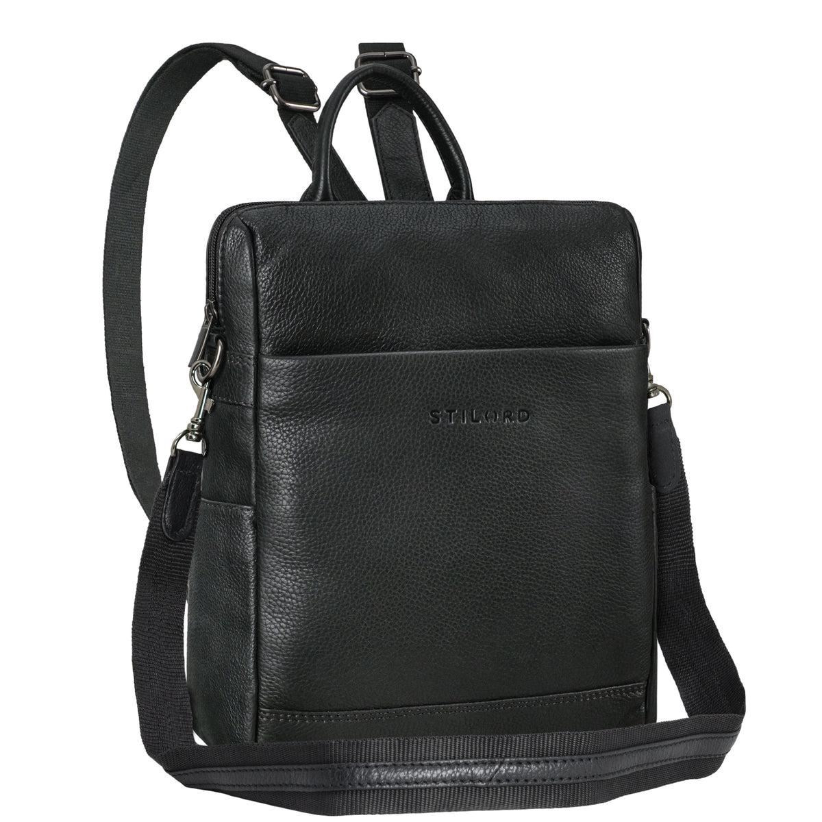 Damen 2 in 1 Tasche Leder schwarz