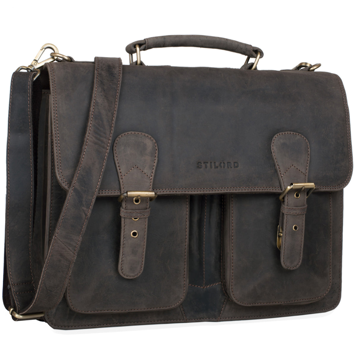 Ledertasche arbeit herren gross dunkel braun echtleder