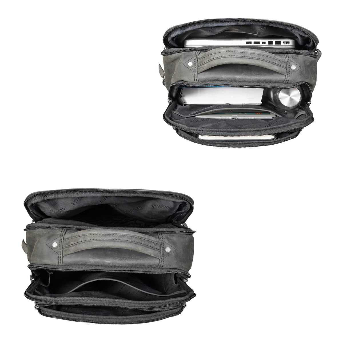 Laptoptrucksack 15.6 Zoll Leder grau