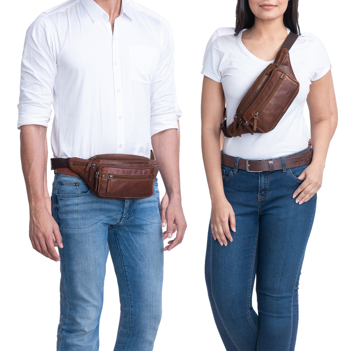 Lederbauchtasche Braun