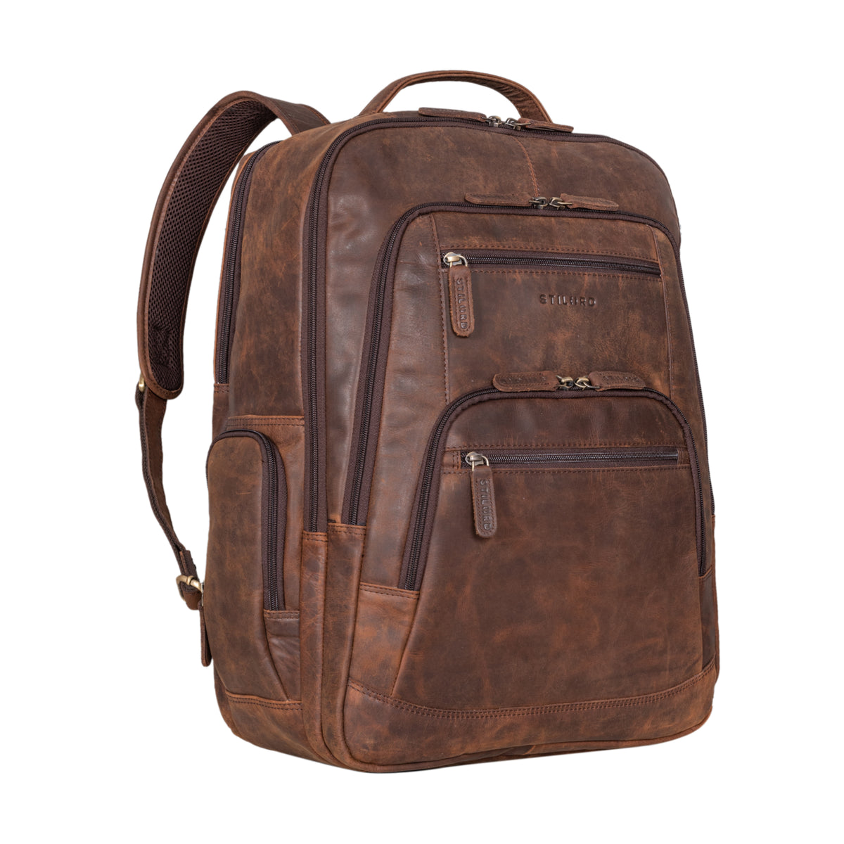 Arbeitsrucksack aus Leder dunkelbraun groß für Damen und Herren