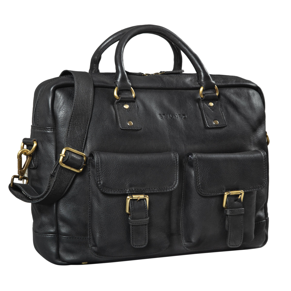 Schwarze Echt-Leder Tasche Herren