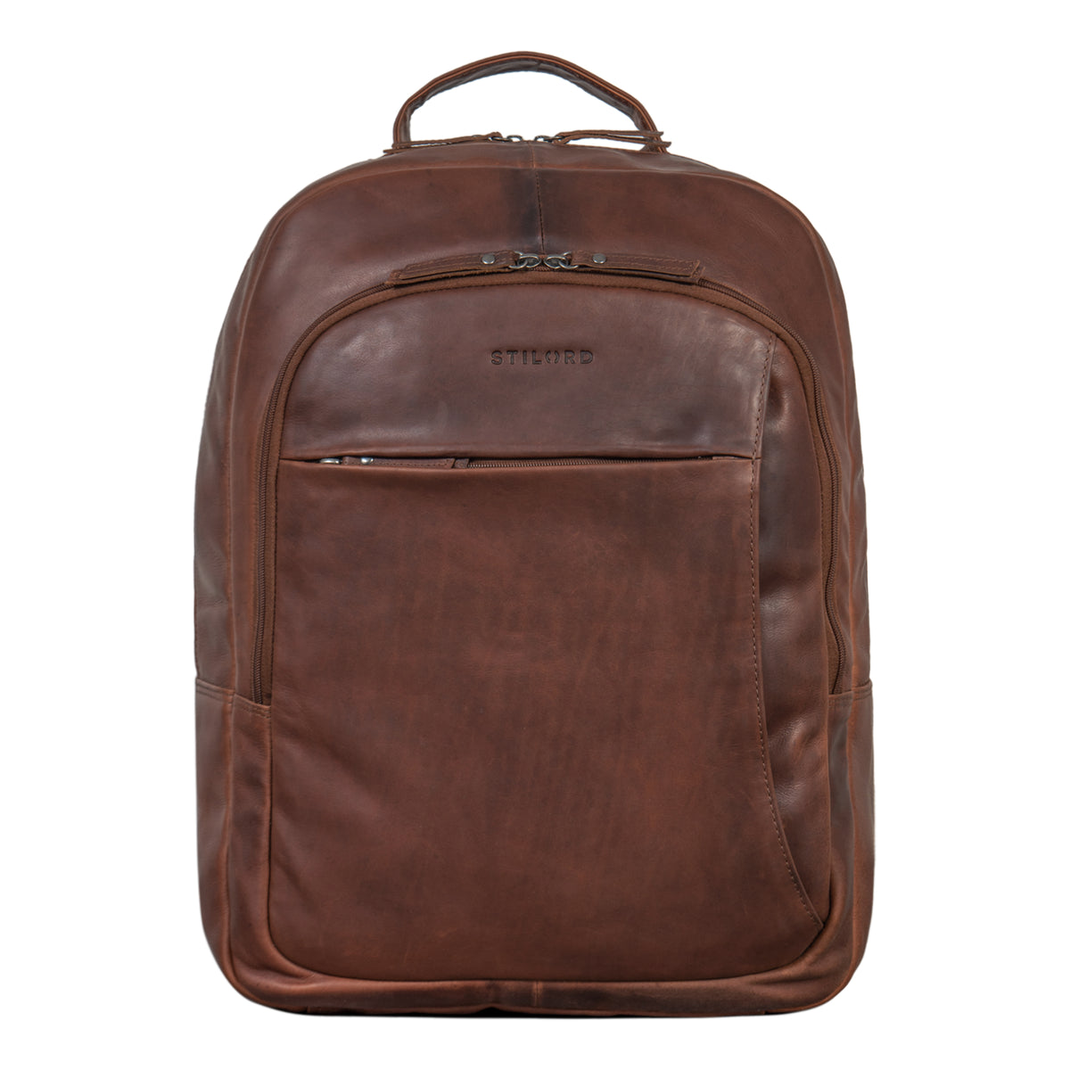 Mens Womens Backpack Echtleder Braun