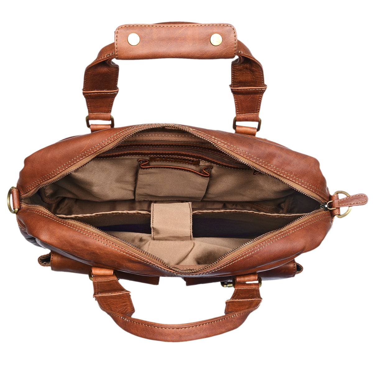 Leder College Bag Herren braun