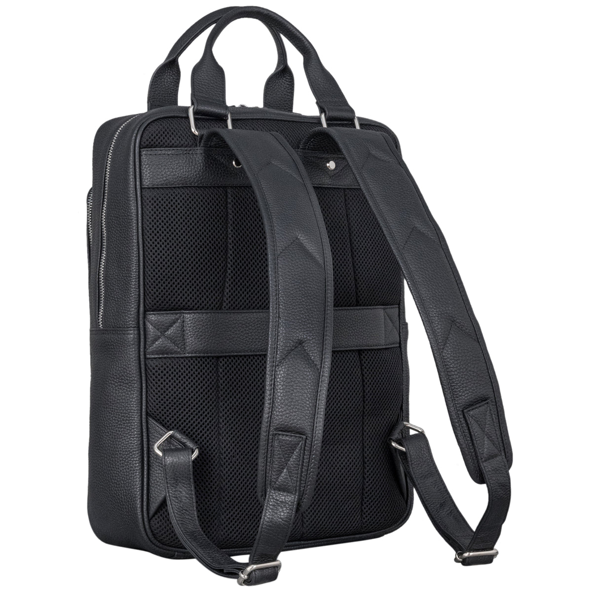 Schmaler Lederrucksack Schwarz mit verstellbaren Schultergurten
