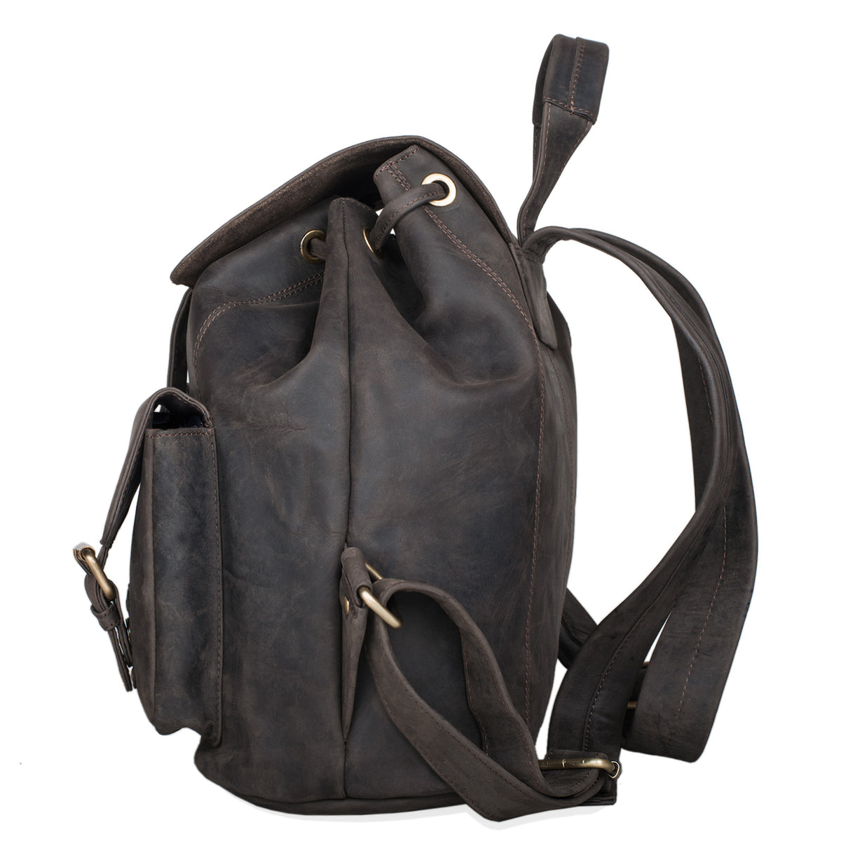 Damen Leder Rucksack dunkelbraun