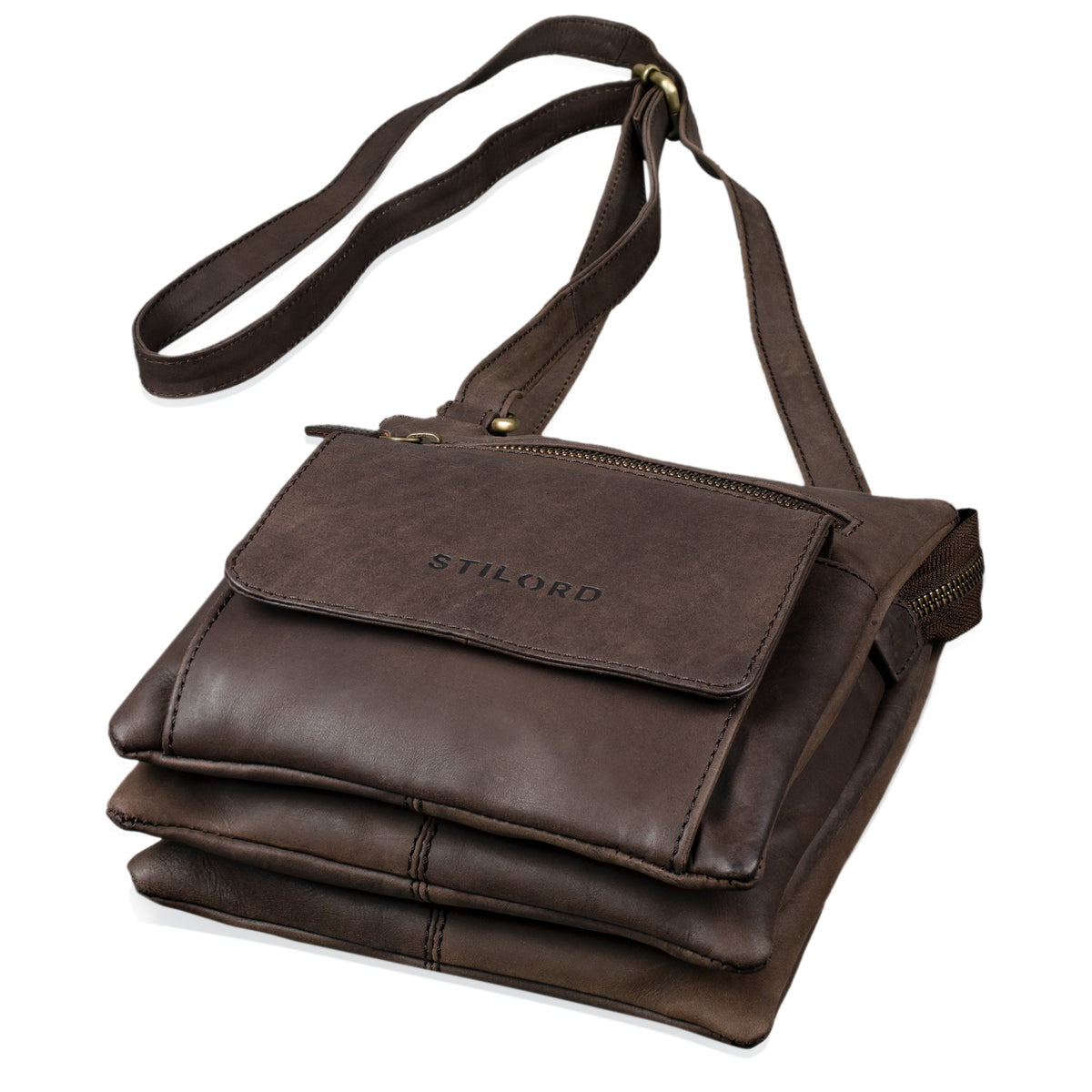 Damen Schultertasche dunkelbraunes Leder