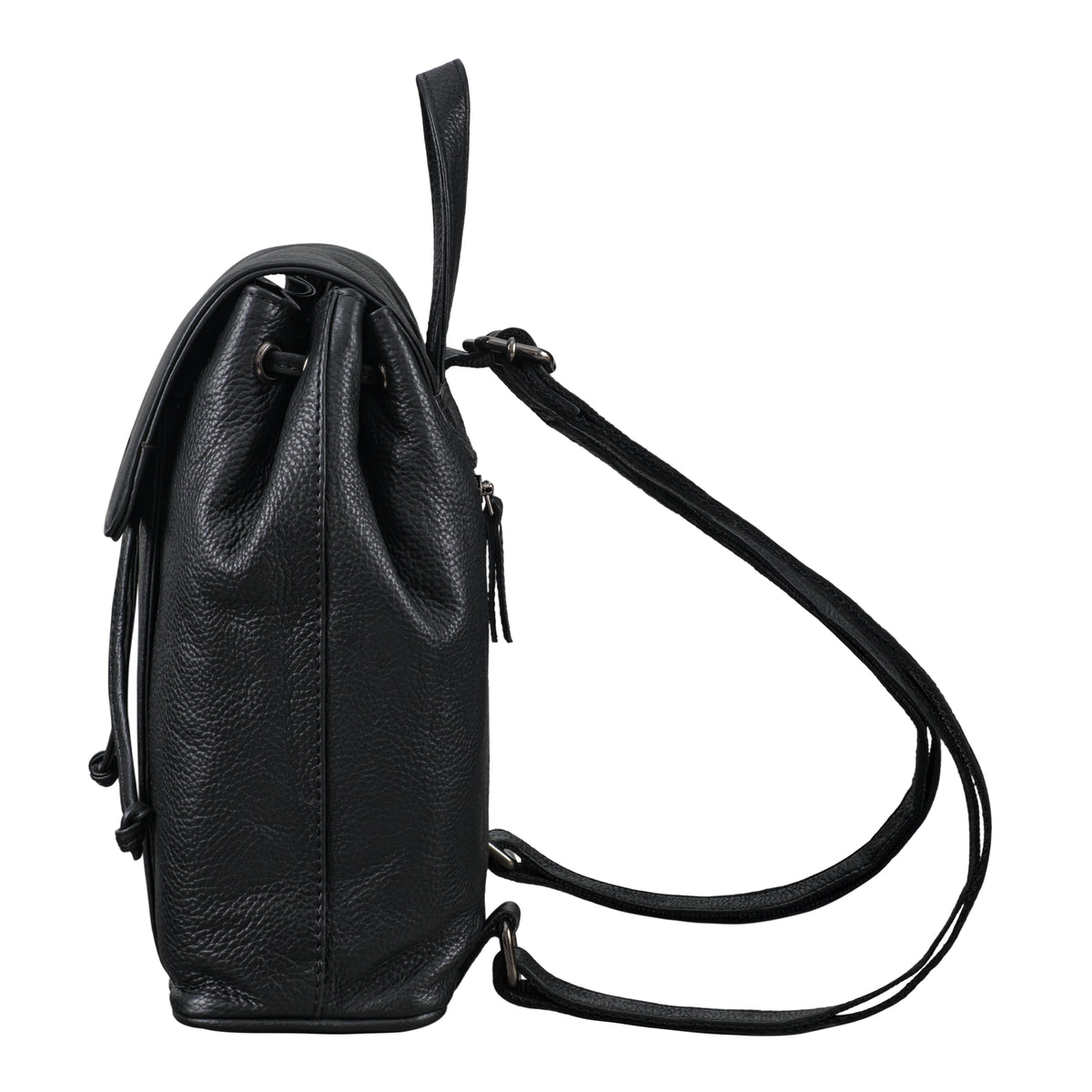 kleiner, schwarzer Rucksack aus Echtleder