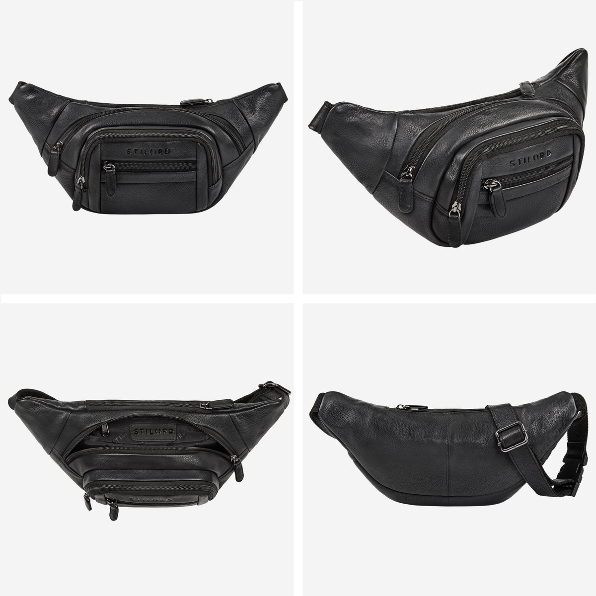 Schwarze Bauchtasche diebstahlsicher Leder schwarz Herren