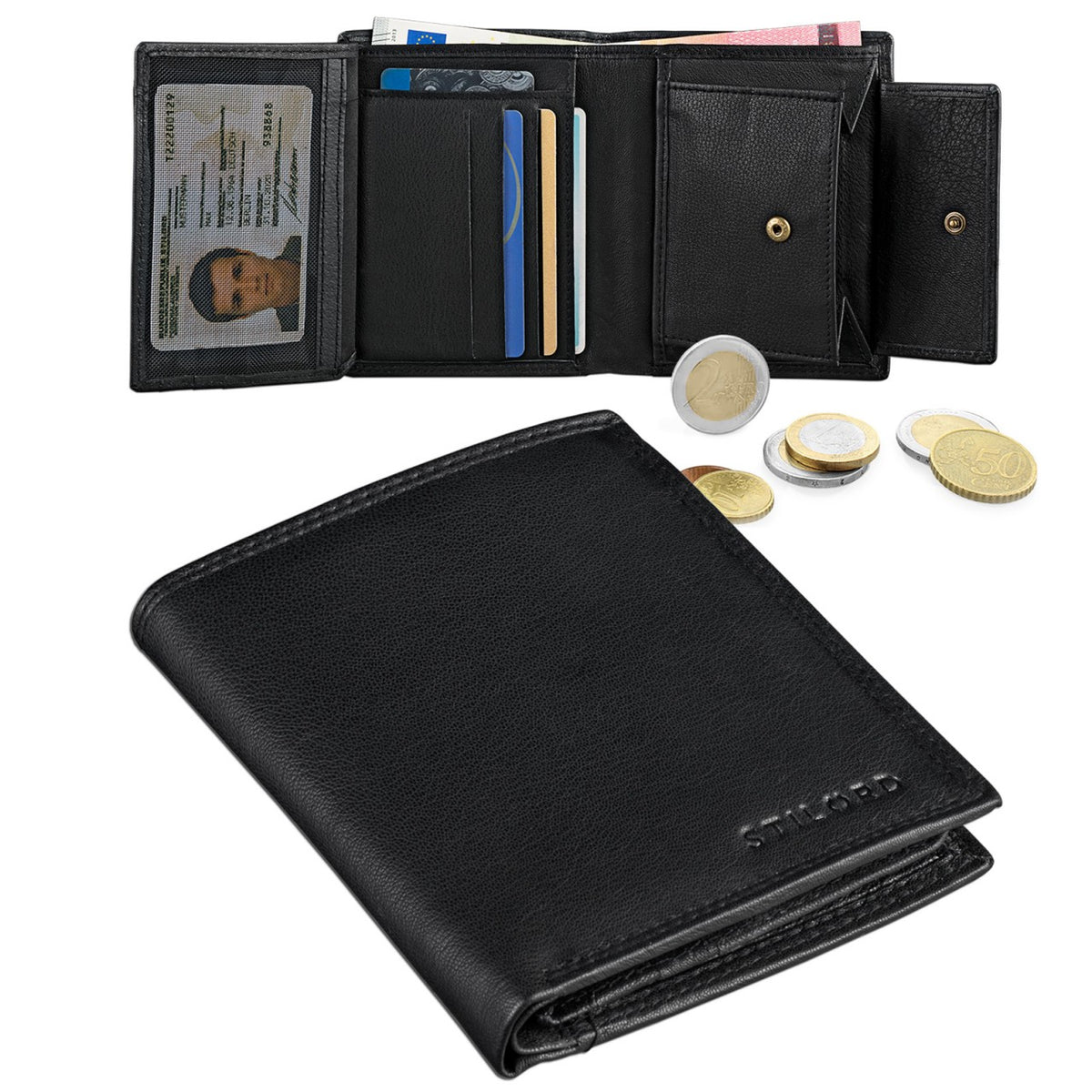 Herren Ledergeldbörse klassisch elegant schwarz