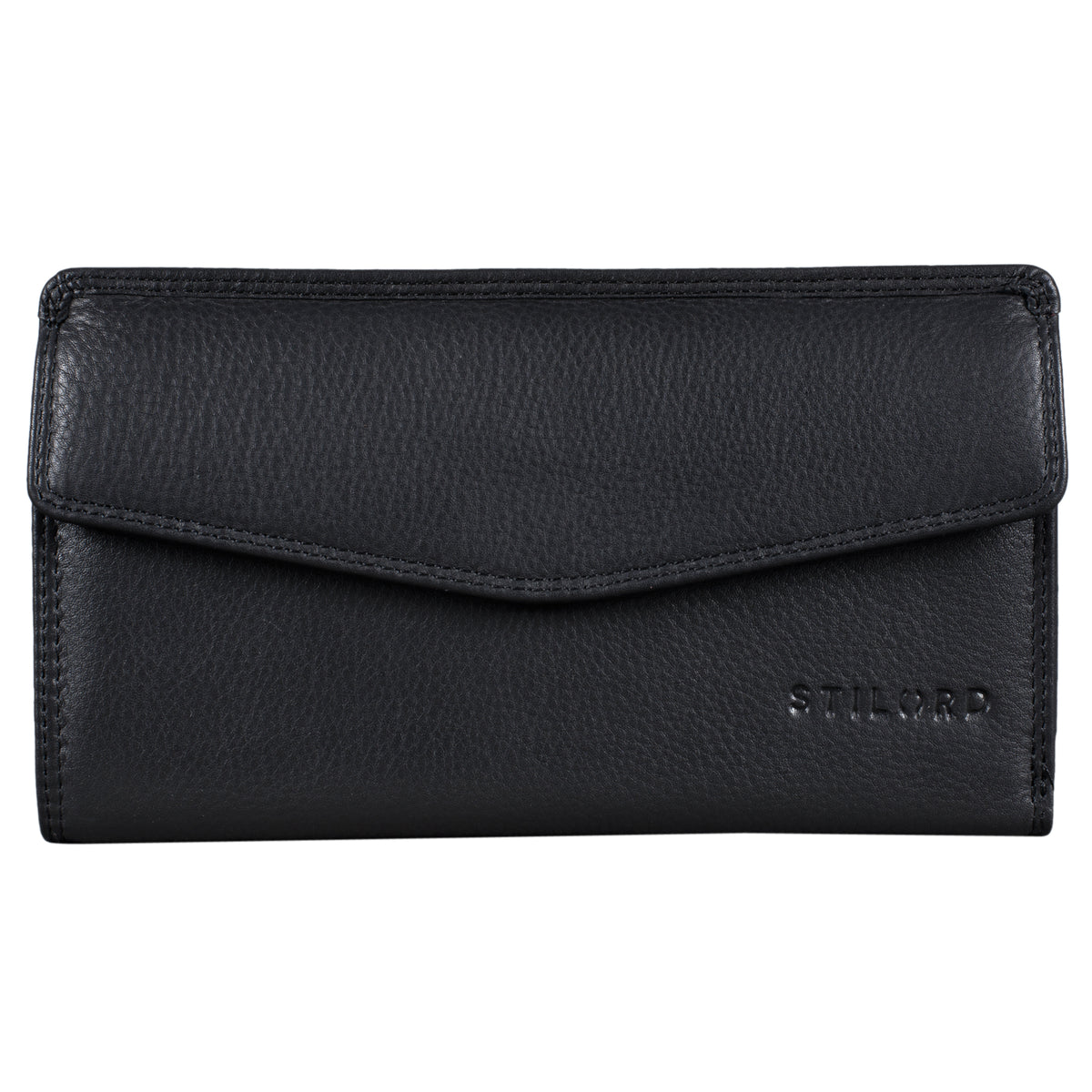 Schwarze Ledergeldbörse Damen RFID Blocker