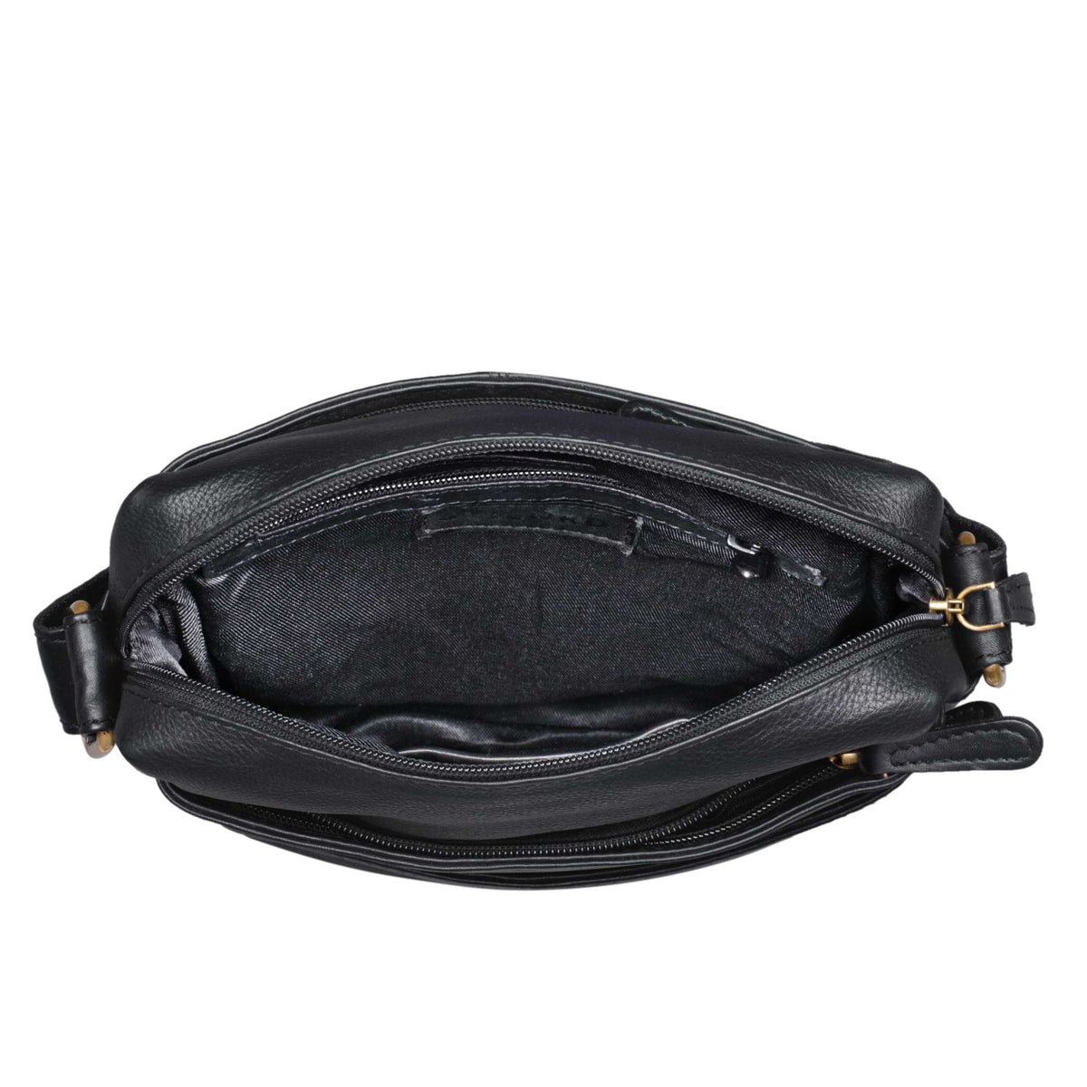 Schwarze Vintage Schultertasche Echtleder