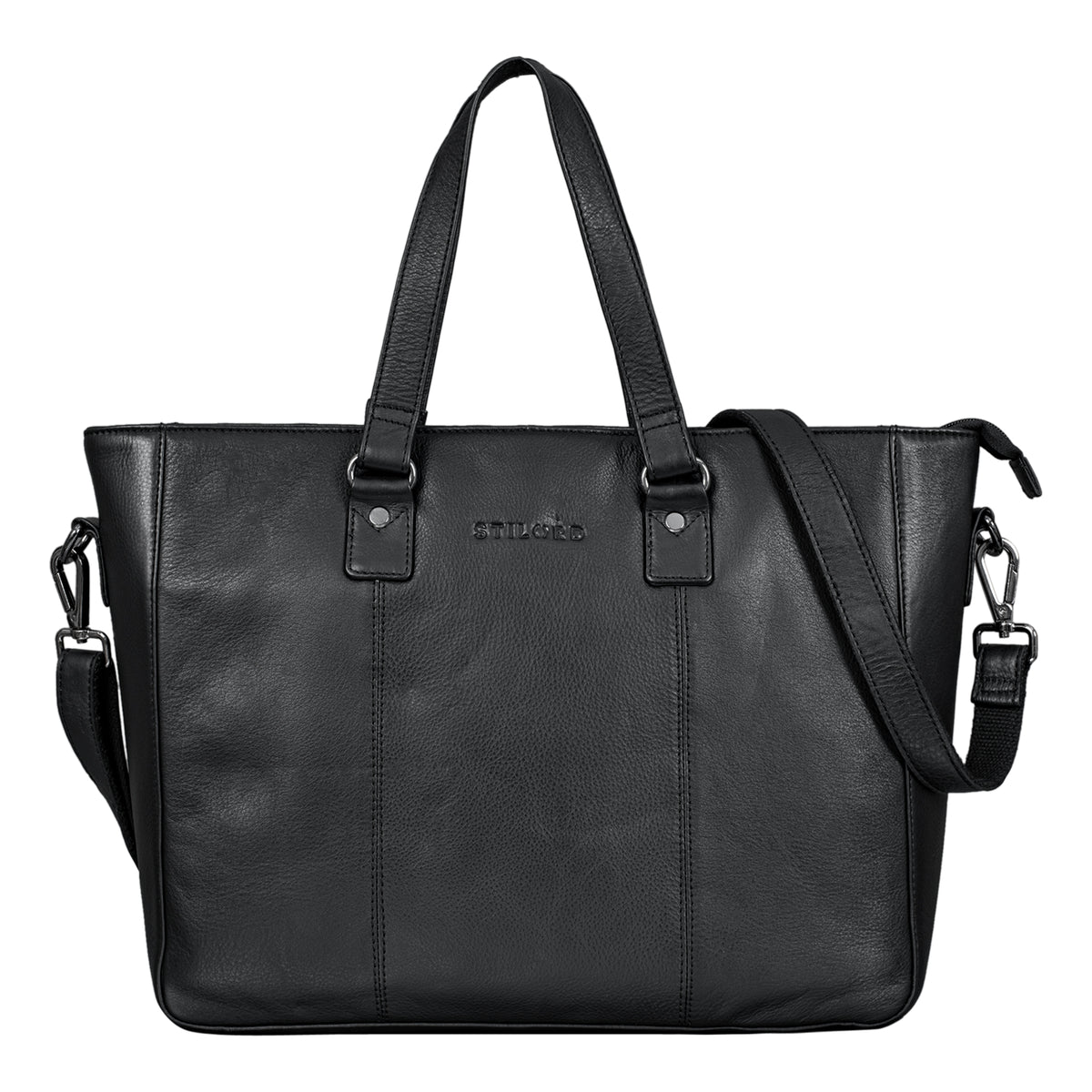 Gross Schultertasche Damen Leder schwarz
