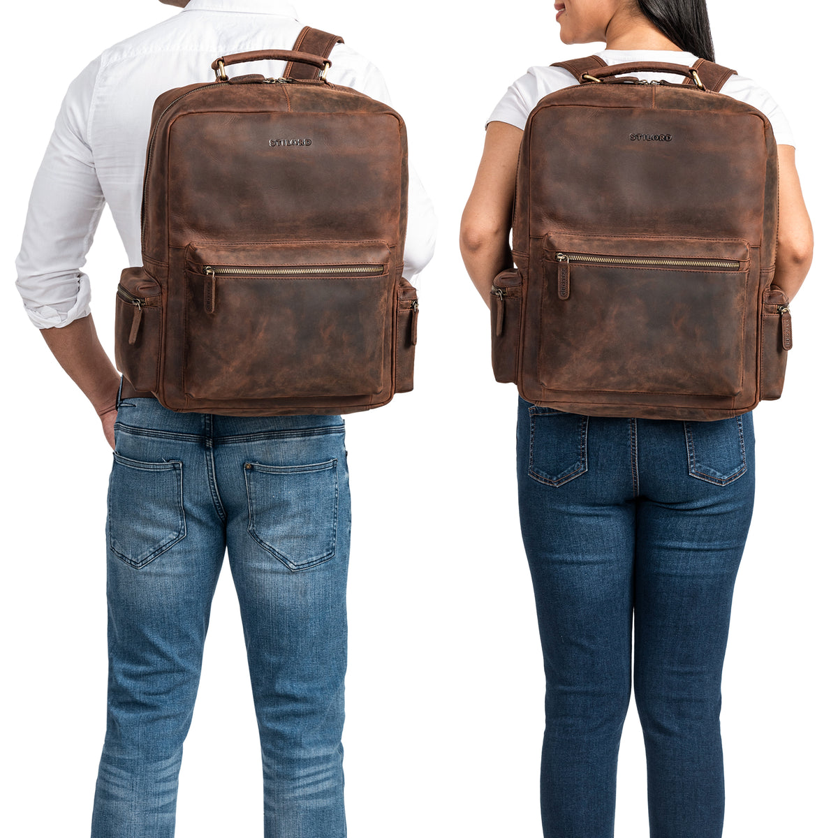 Brauner Echtleder Rucksack XL Herren und Damen