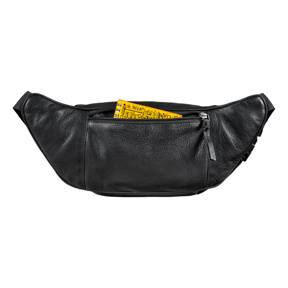 Gürteltasche Leder schwarz gross