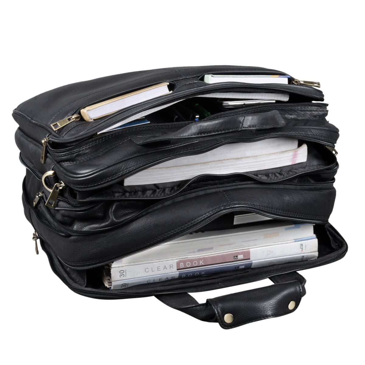 Lehrertasche zum Umhängen Leder schwarz