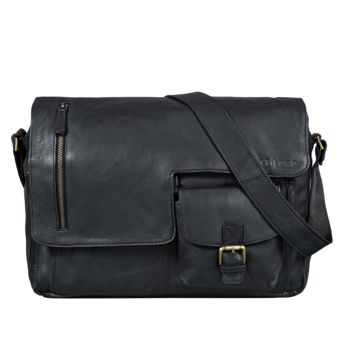 Laptoptasche 15.6 Zoll Leder schwarz