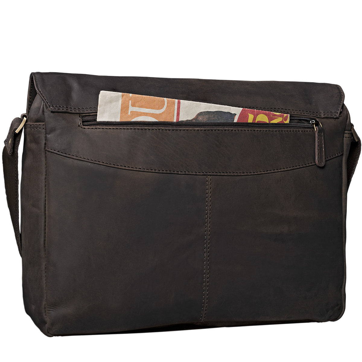 XL Vintage Umhängetasche Leder dunkel - braun