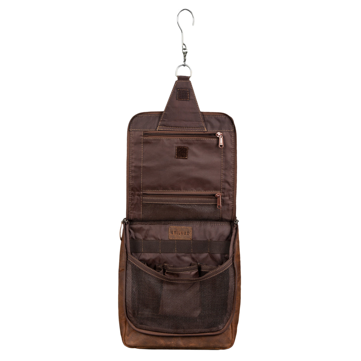 Kulturtasche Leder dunkelbraun