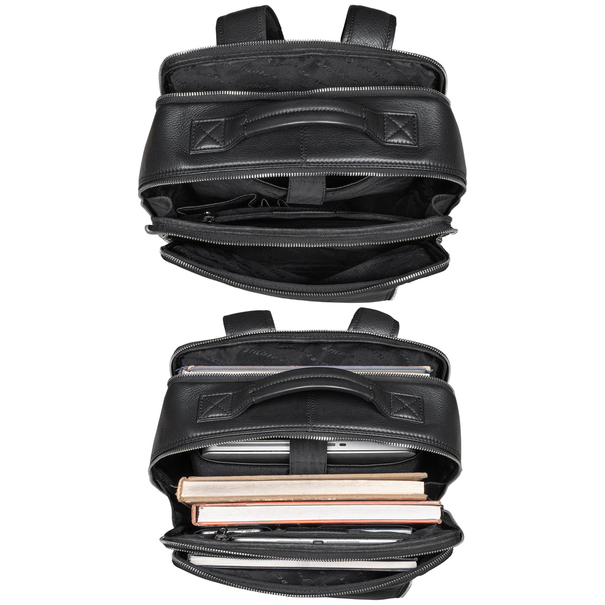 Schwarzer Leder Rucksack Herren