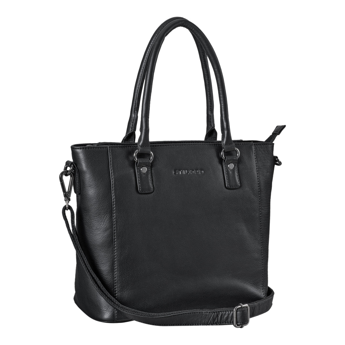 Gross Schultertasche Damen Leder schwarz
