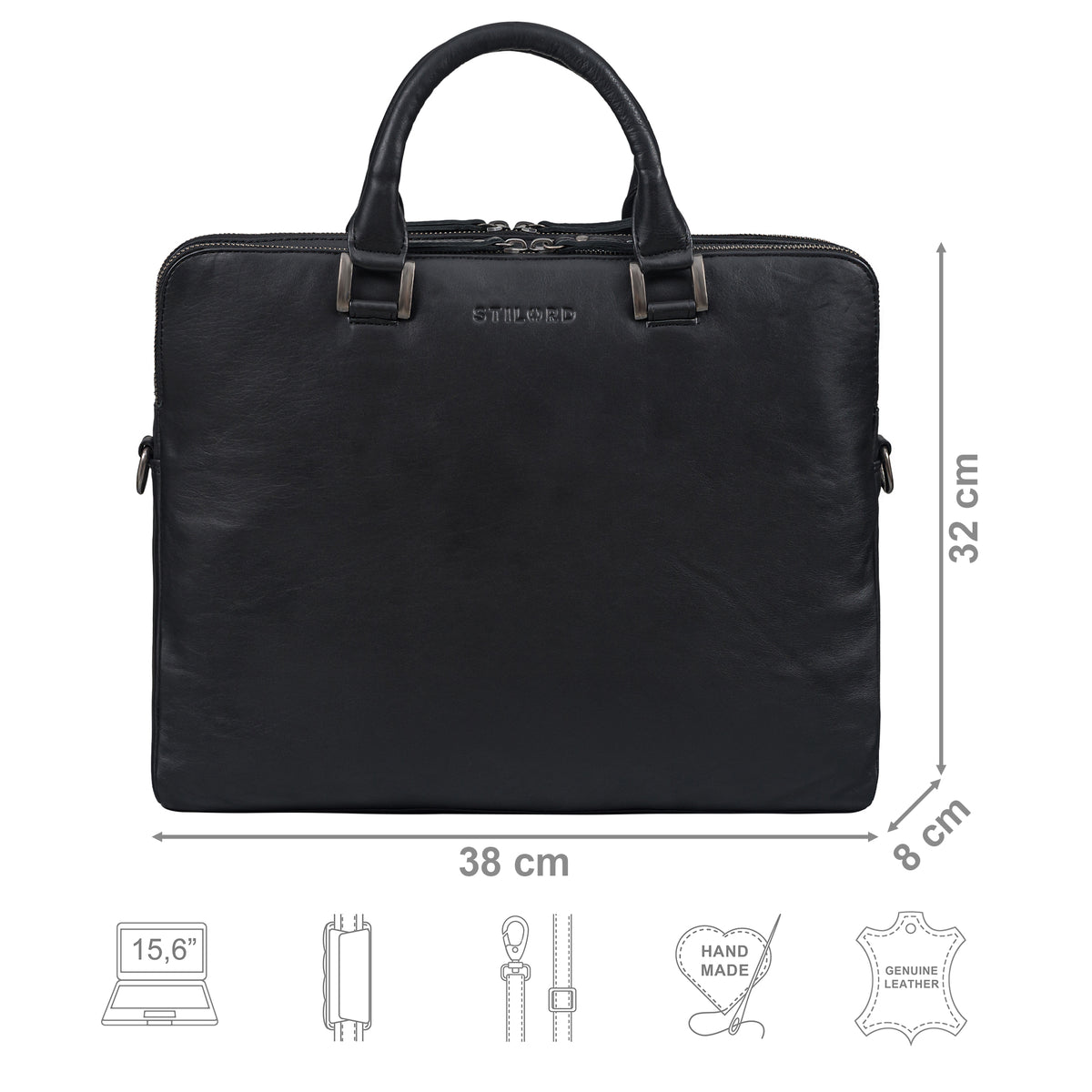 Damen Lederhandtasche schwarz