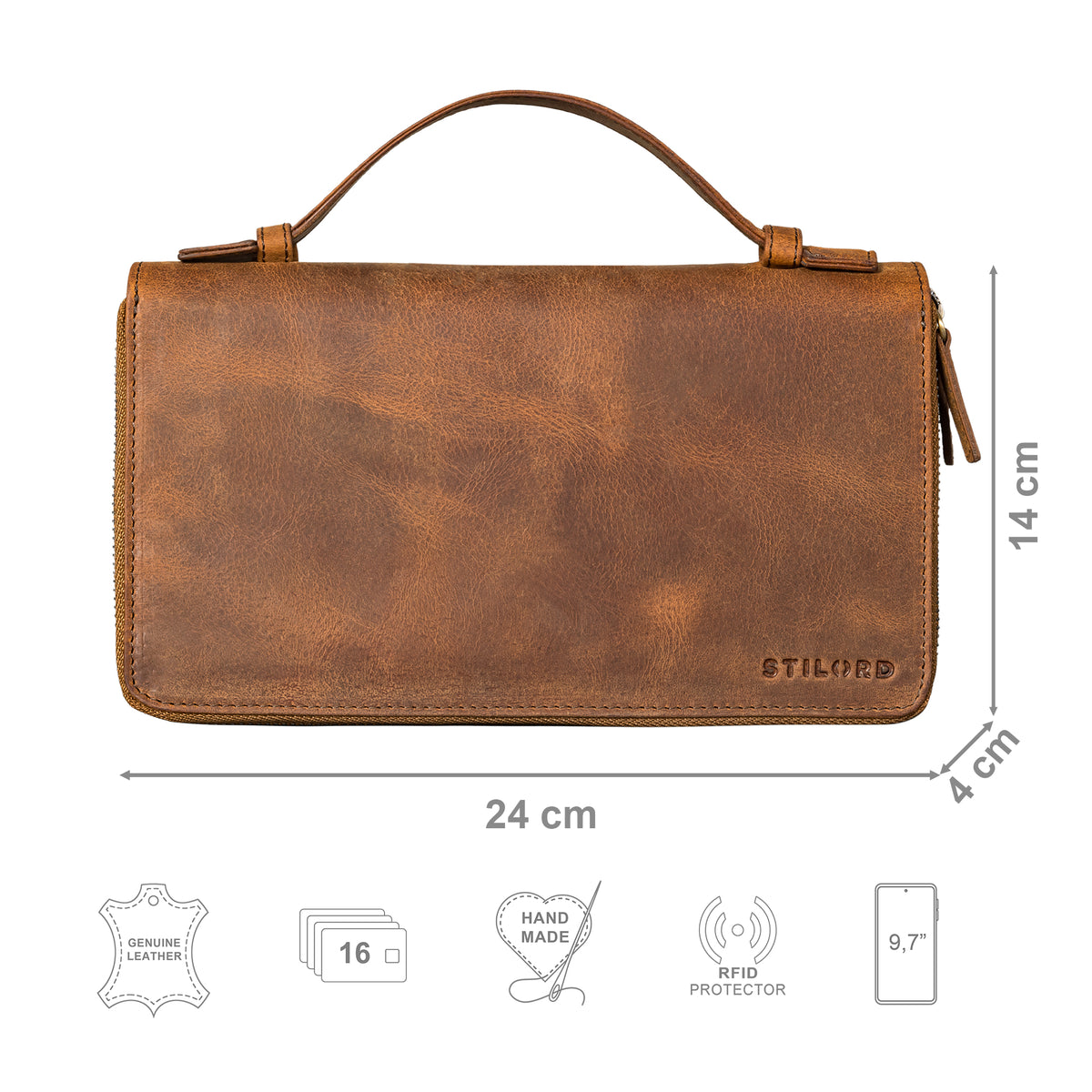 braune Handytasche mit Geldbörse für Damen