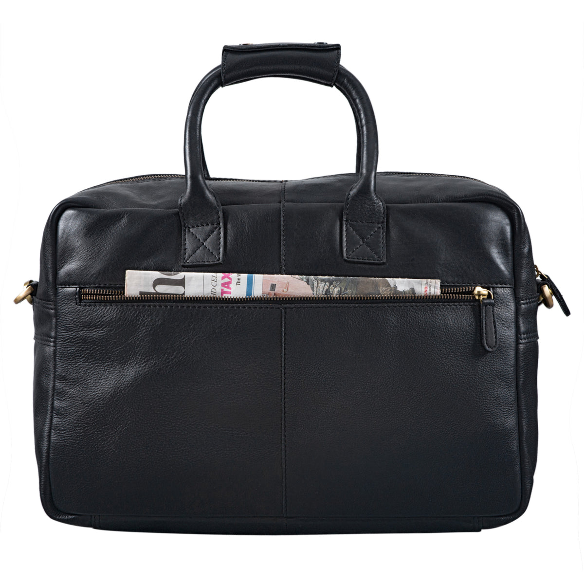 Leder Crossbody Bag Vintage schwarz