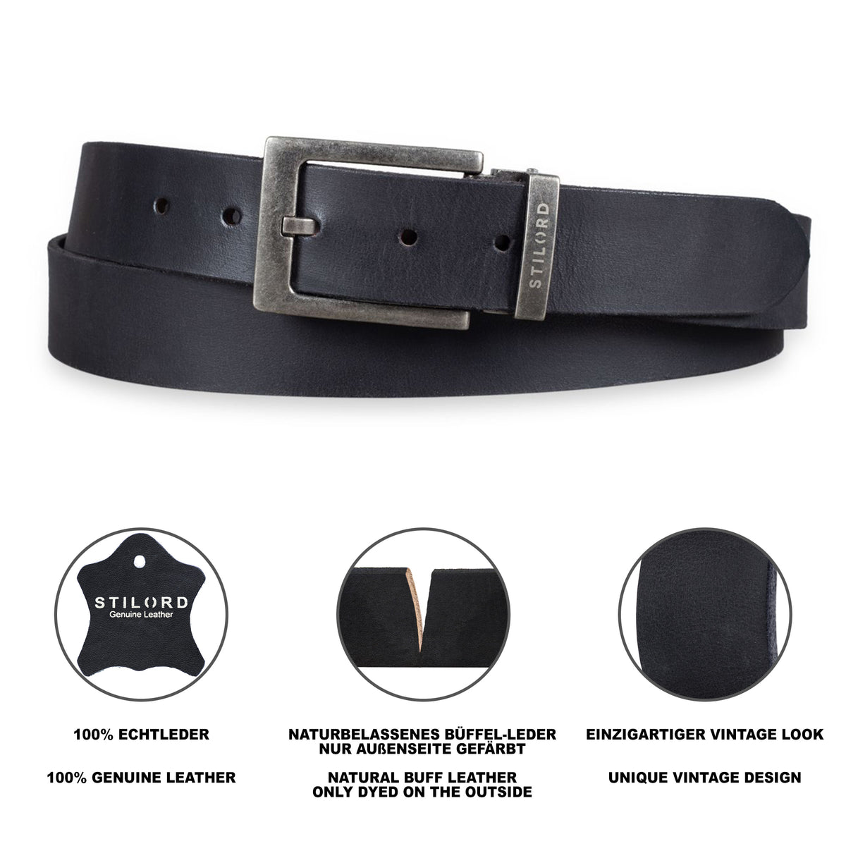 Leder Männer Gürtel schwarz