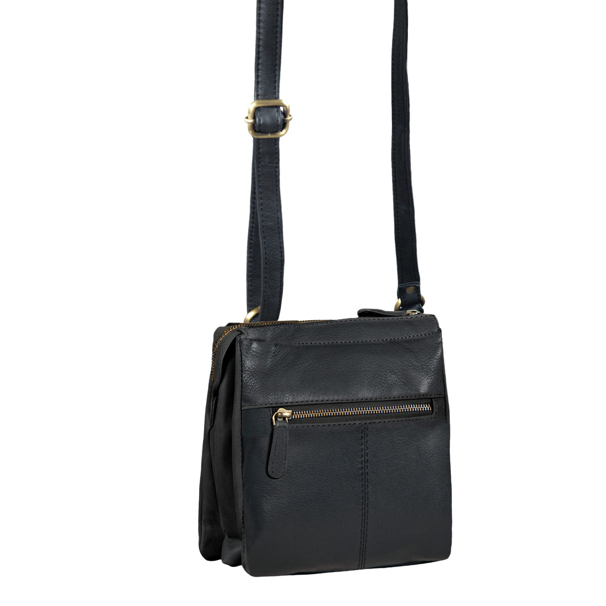 Messenger Bag klein Leder schwarz