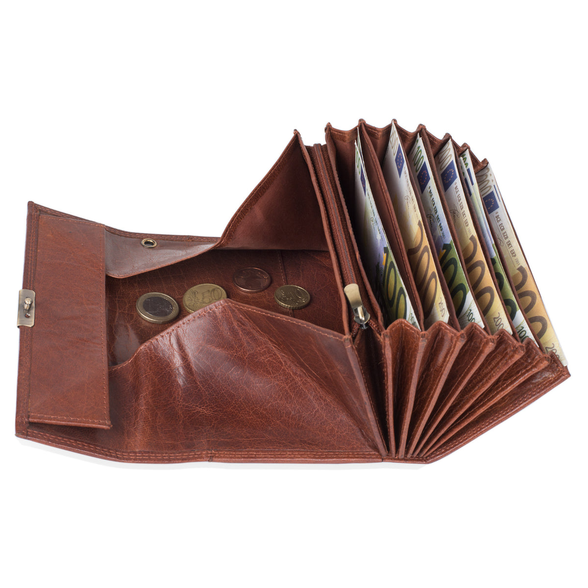 Kellner Set Geldbörse groß Vintage Leder Kleingeldfach