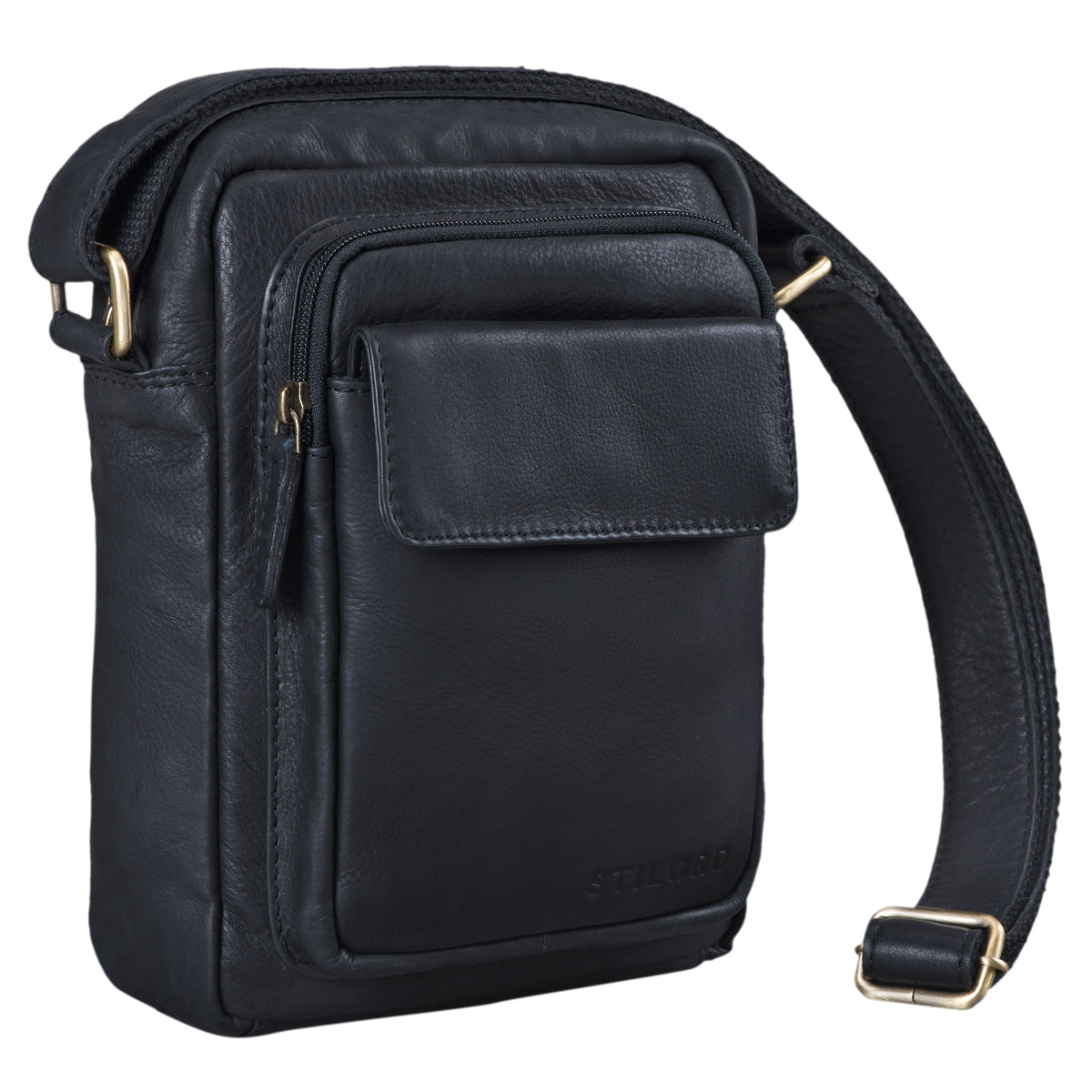 Schwarze Schultertasche echtes Leder