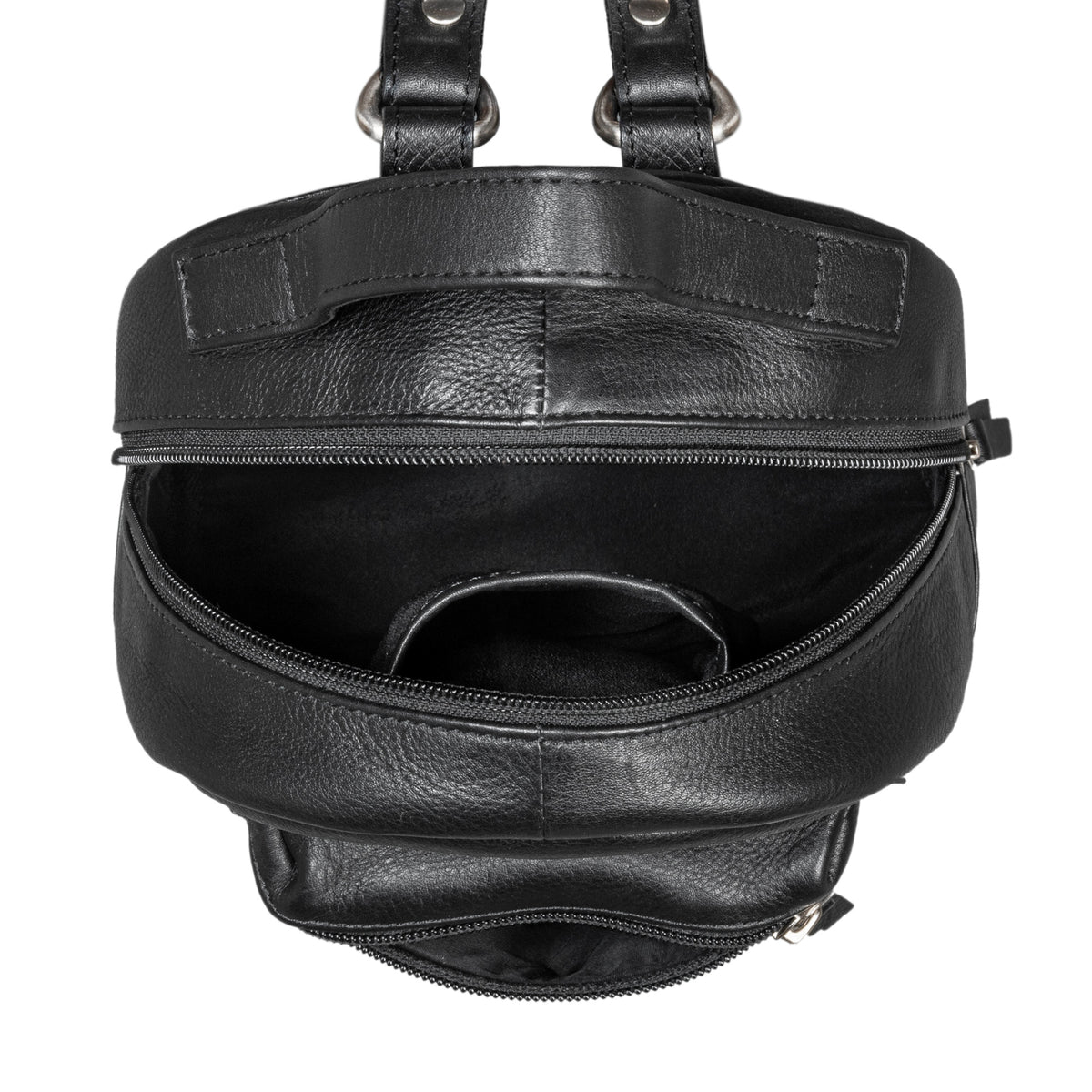Lederrucksack klein Damen schwarz
