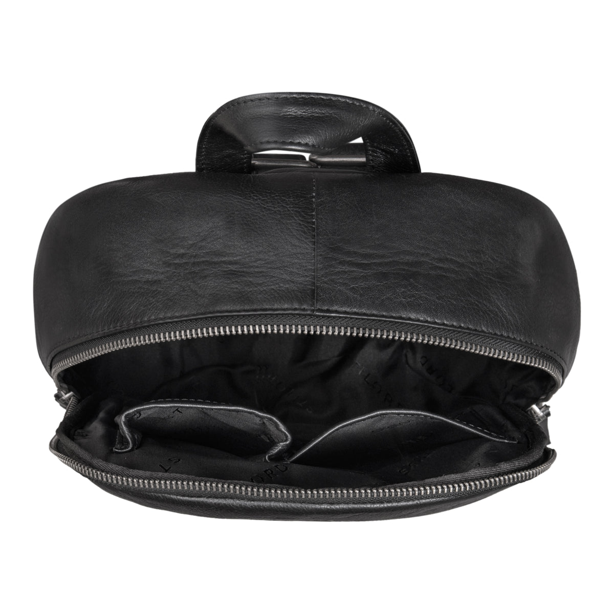 Klassischer wander rucksack leder schwarz