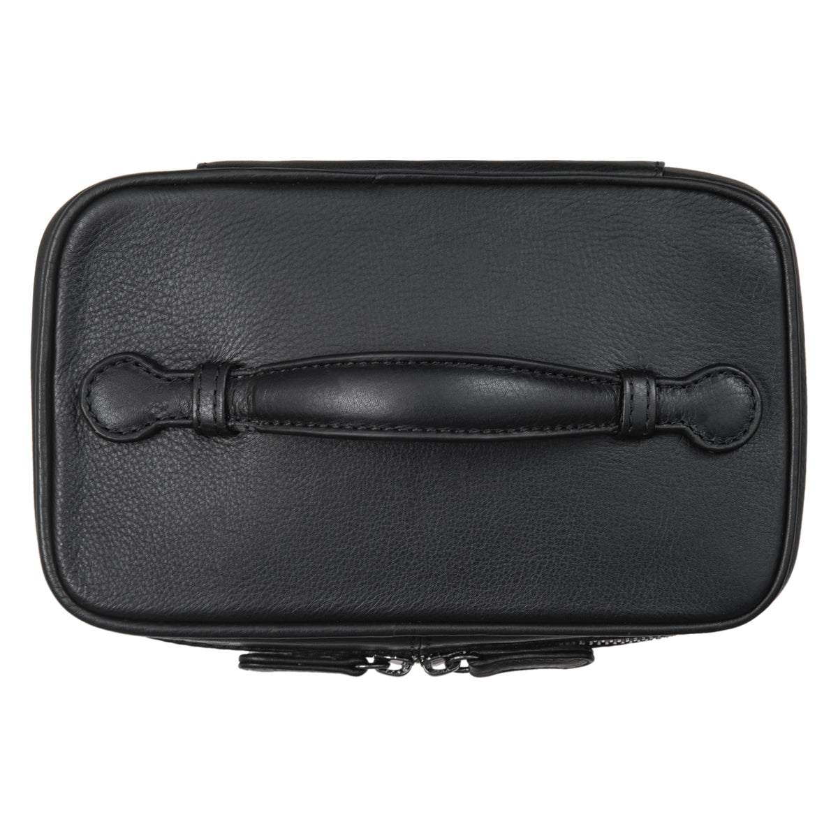 Kulturtasche aus schwarzem Leder