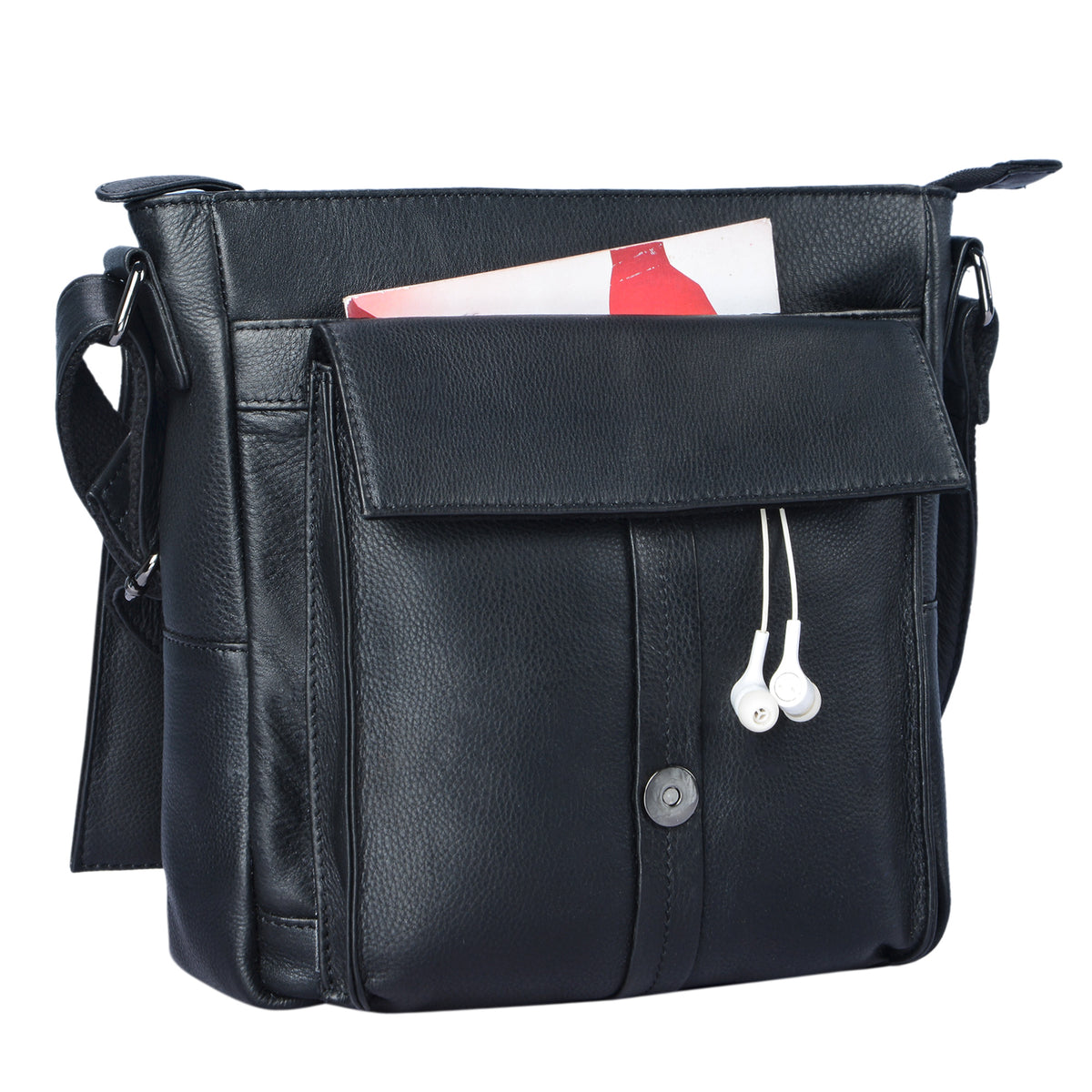 Ledertasche Kurier klein schwarz
