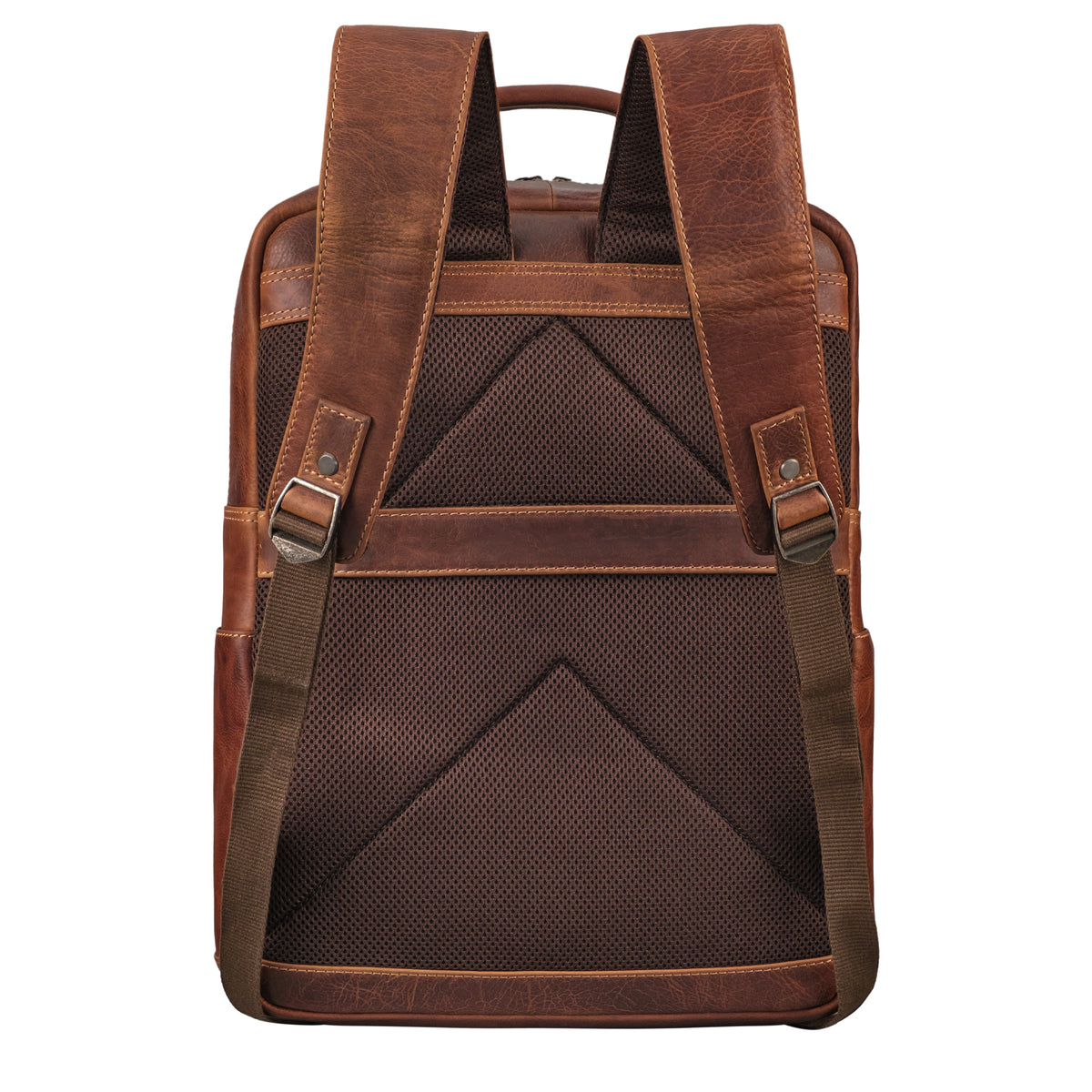 Vintage Lederrucksack cognac mit Trolley-Halterung