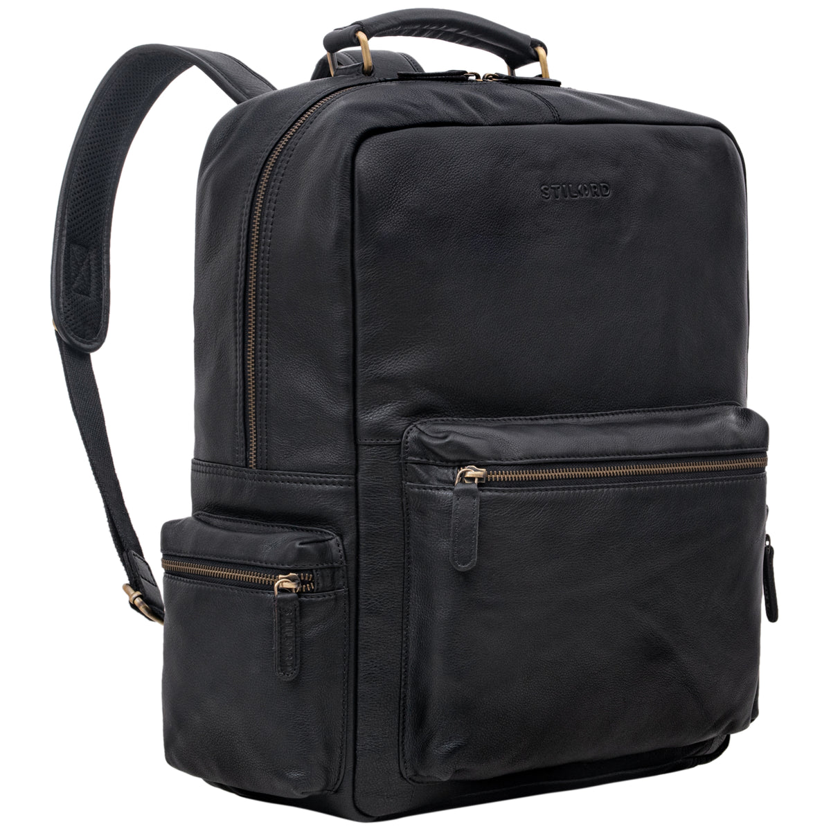 Laptoprucksack 17,3 Zoll Leder schwarz Herren und Damen