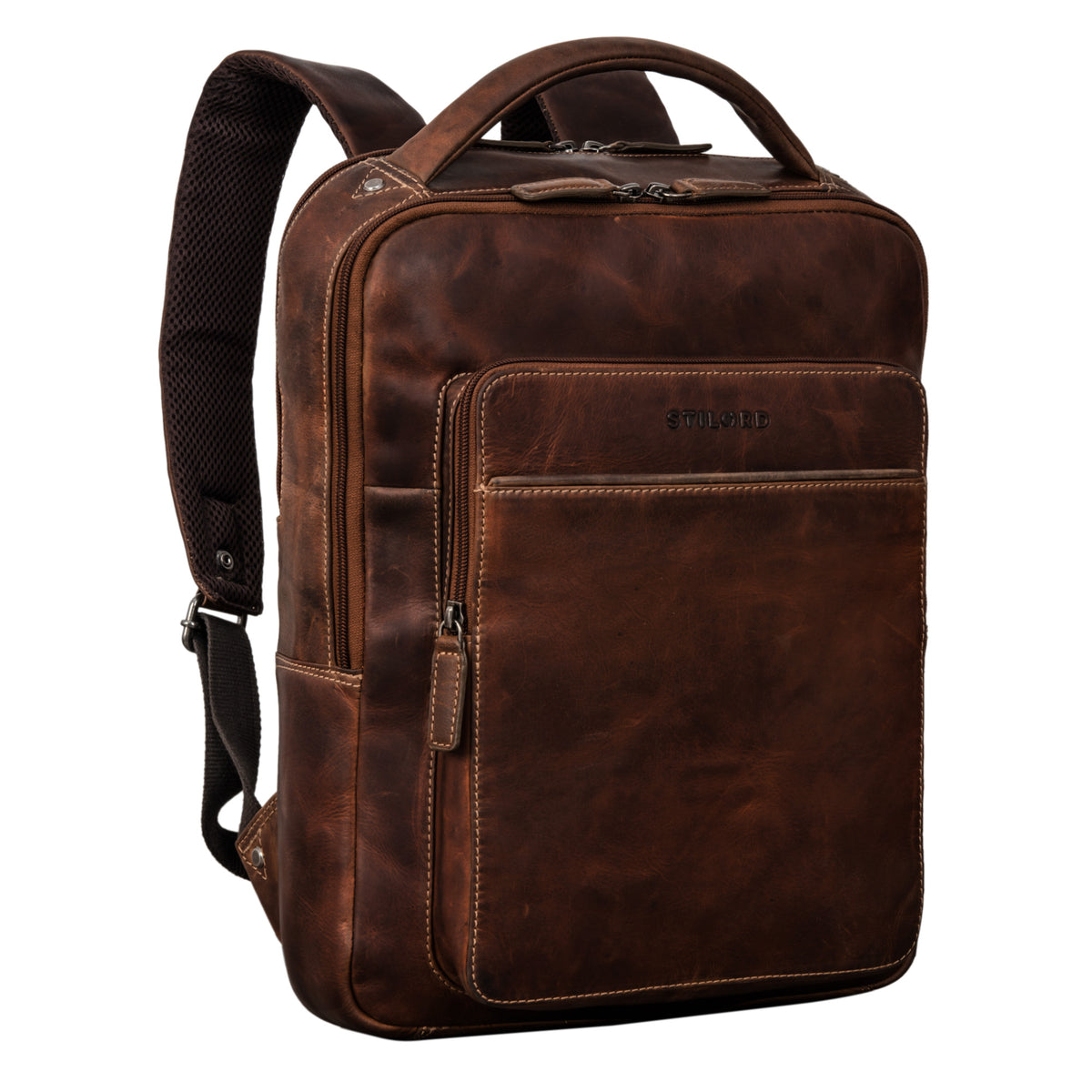 Lederrucksack mit Laptopfach braun