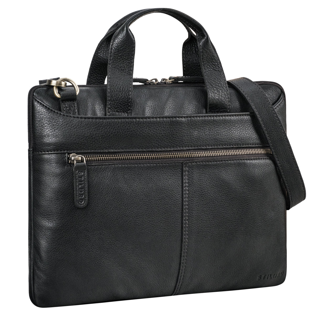 schwarze Leder Laptoptasche für Herren