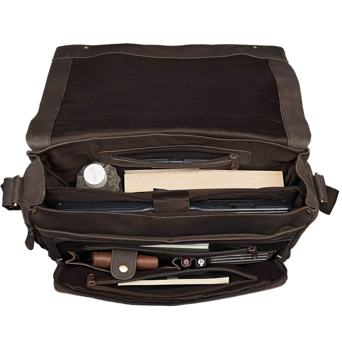 Schultertasche Braun Leder Groß