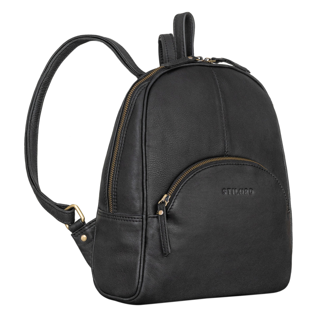 Damen Rucksack Leder Schwarz