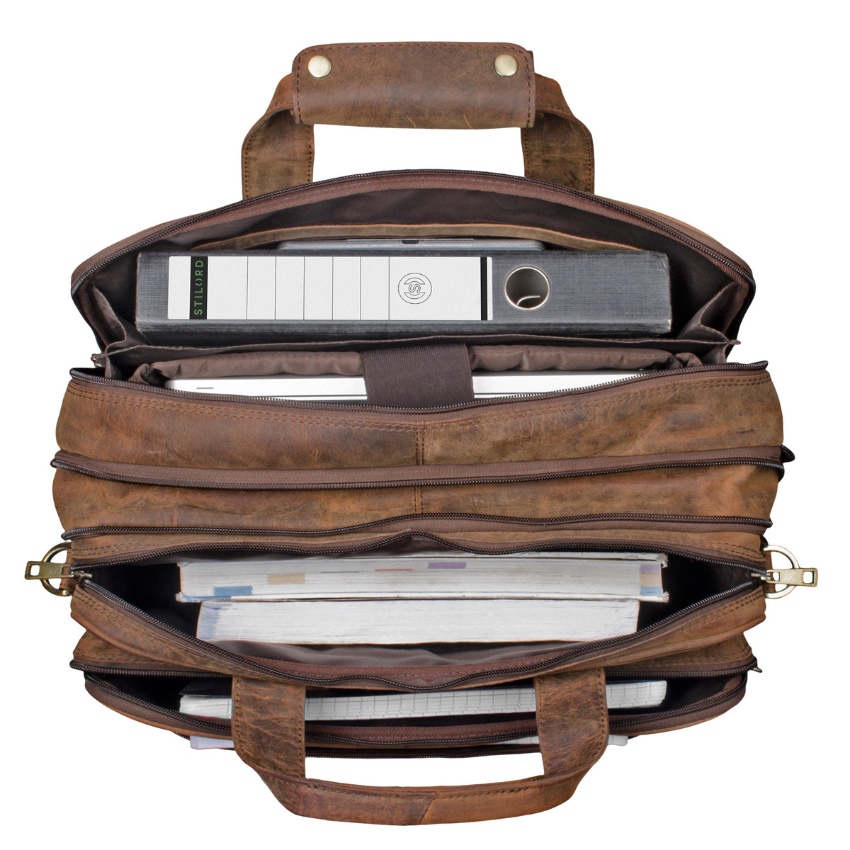 Vintage Ledertasche Damen braun groß