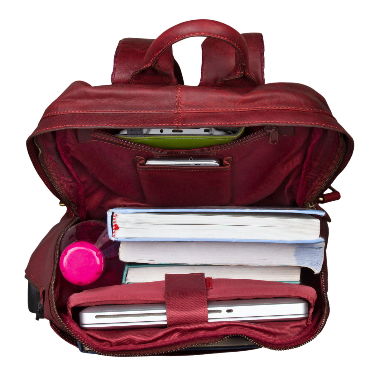 Vintage Backpack Lederrucksack rot