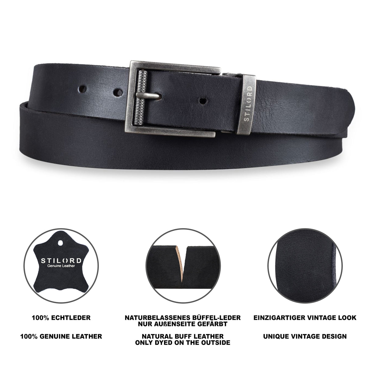 Schwarzer Businessgürtel Leder für Herren