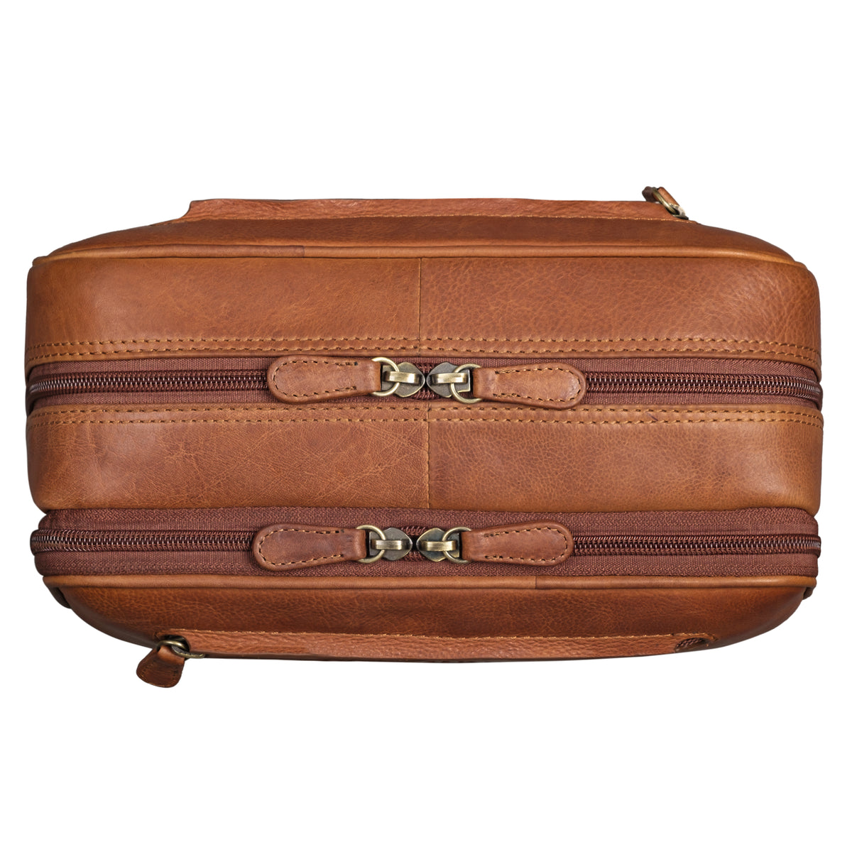 Kulturbeutel Reisen Leder cognac