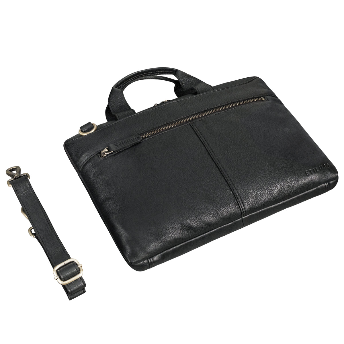schwarze Laptoptasche aus Leder für Herren