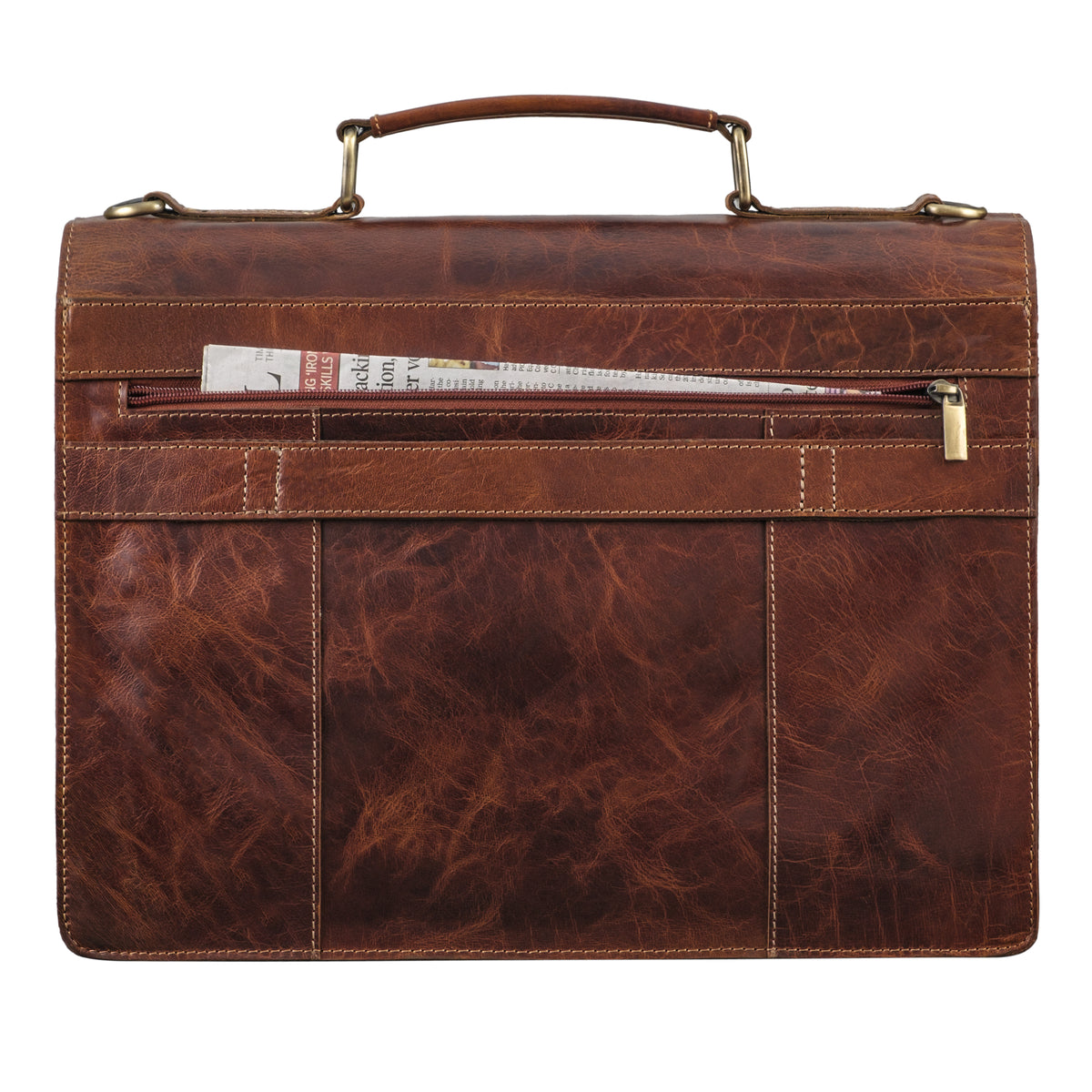 Leder Laptoptasche für Lehrer mit Trolley-Halterung