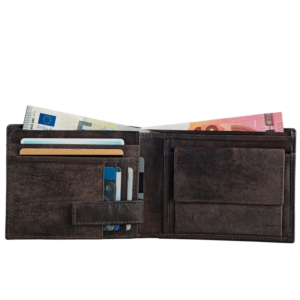 Herren Geldbörse Leder dunkelbraun